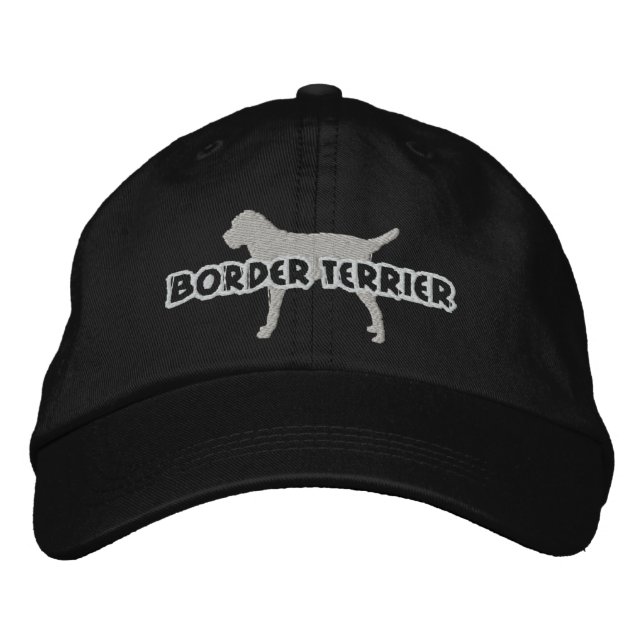 Silhouette Border Terrier bestickter Hut (Vorderseite)