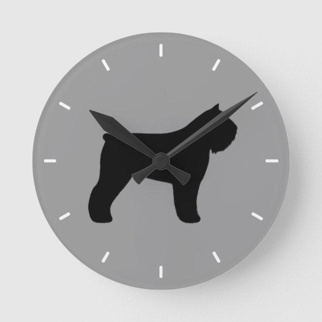 Silhouette Bouvier des Flandres Runde Wanduhr (Vorderseite)