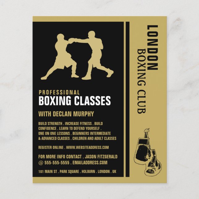 Silhouette Boxing Match, Boxing Class Advert Flyer (Vorne)