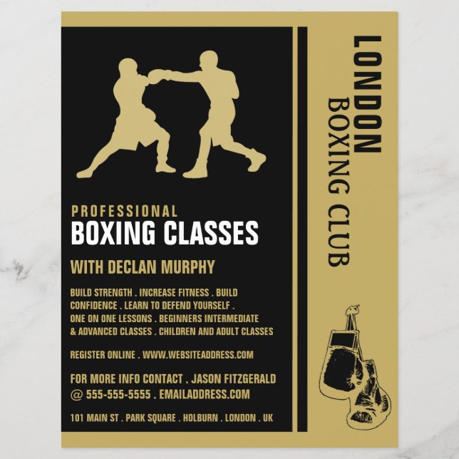 Silhouette Boxing Match, Boxing Class Advert Flyer (Vorne)