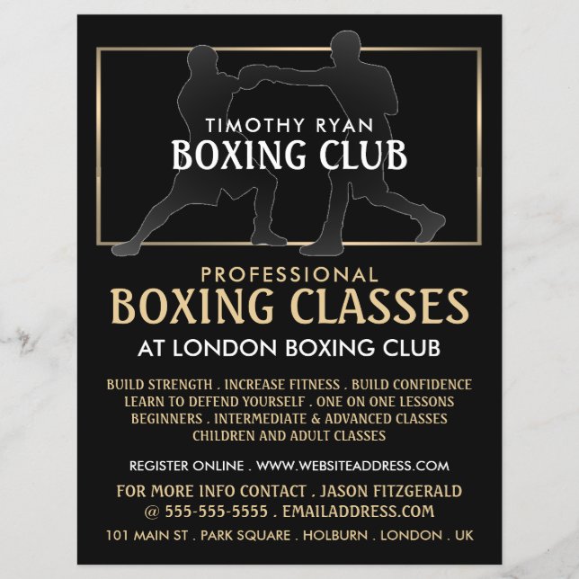 Silhouette Boxing Match, Boxing Class Advert Flyer (Vorne)