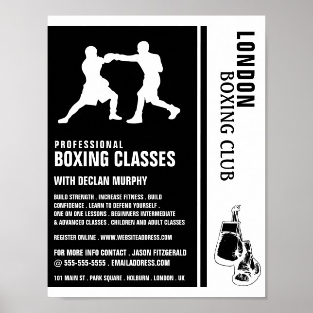 Silhouette Boxing Match, Boxing-Klassenwerbung Poster (Vorne)