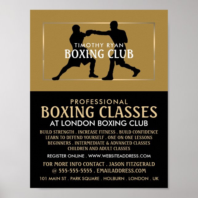 Silhouette Boxing Match, Boxing-Klassenwerbung Poster (Vorne)