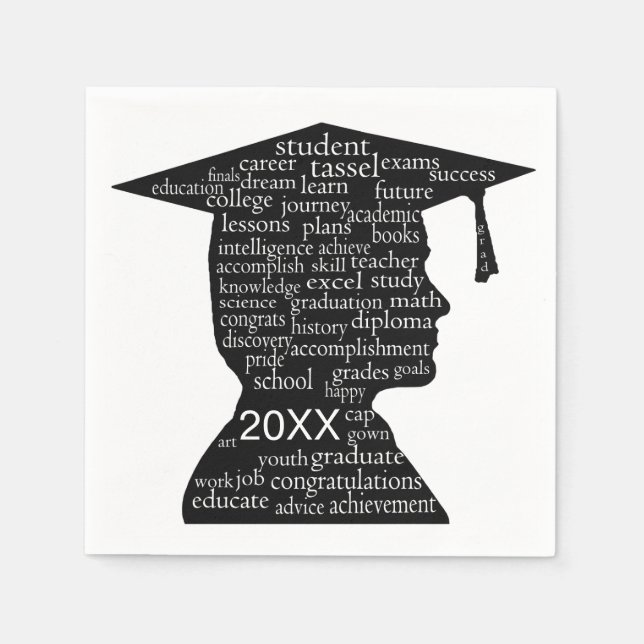 Silhouette Boy Graduate on White  Serviette (Vorderseite)