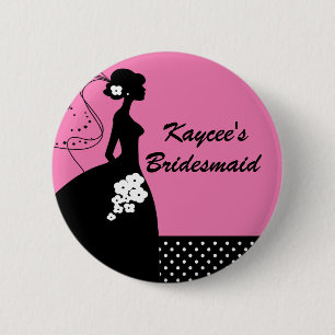 Silhouette-Braut-Brautparty-Brautjungfern-Knopf Button