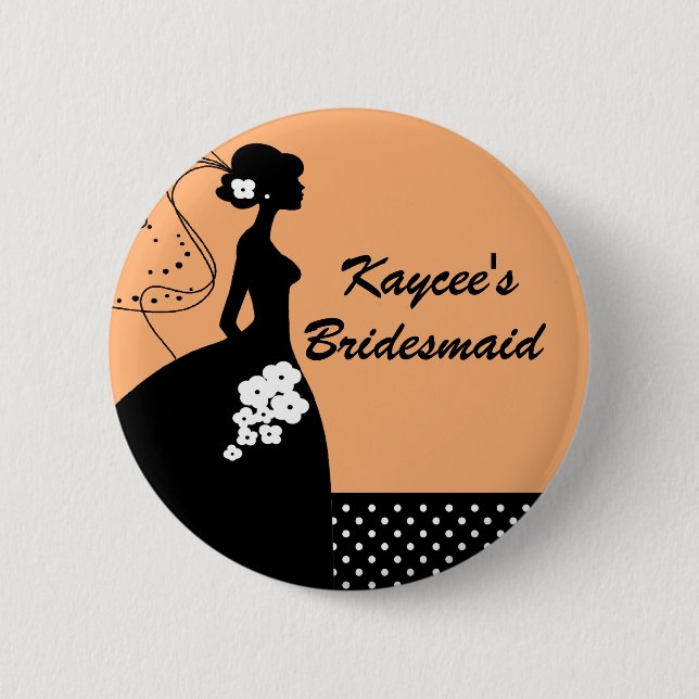 Silhouette-Braut-Brautparty-Brautjungfern-Knopf Button (Vorderseite)