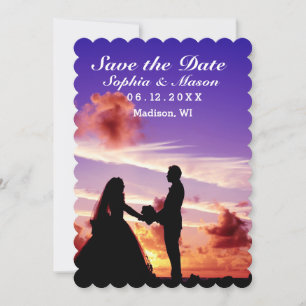 Silhouette Braut und Bräutigam Sonnenuntergang Sav Save The Date