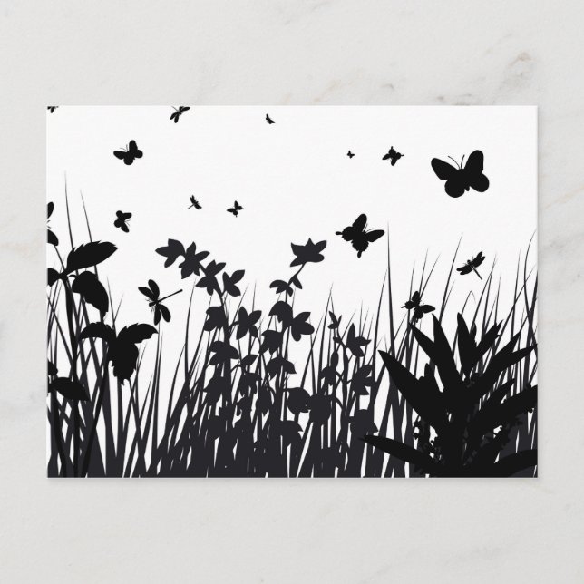 Silhouette Butterfly Garden Postkarte (Vorderseite)