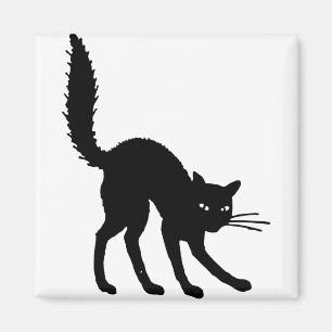Silhouette Cat Halloween Black Cat erschreckt Wut Magnet