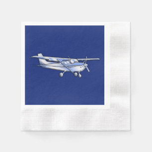 Silhouette Cessna mit Chrome Flug auf blauer Luft Serviette