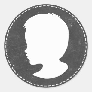 Silhouette Chalkboard Kinderdusche Favoriten Runder Aufkleber