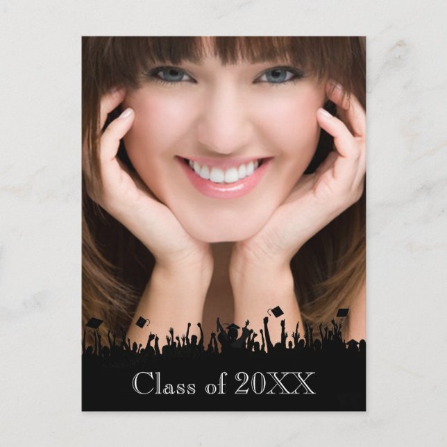 Silhouette Class of Senior Abschluss Open House Einladungspostkarte (Vorderseite)