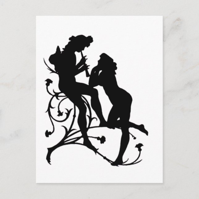 Silhouette Couple Music Lovers Postkarte (Vorderseite)