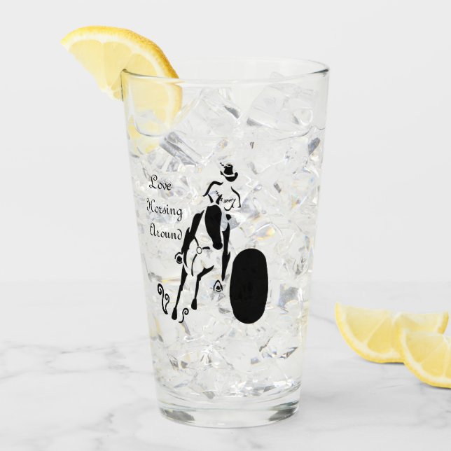 Silhouette Cowgirl Barrel Racing Glas (Vorderseite Ice)