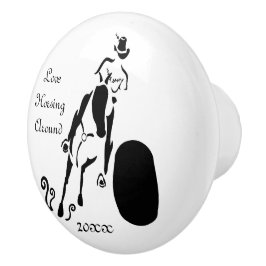 Silhouette Cowgirl Barrel Racing Keramikknauf