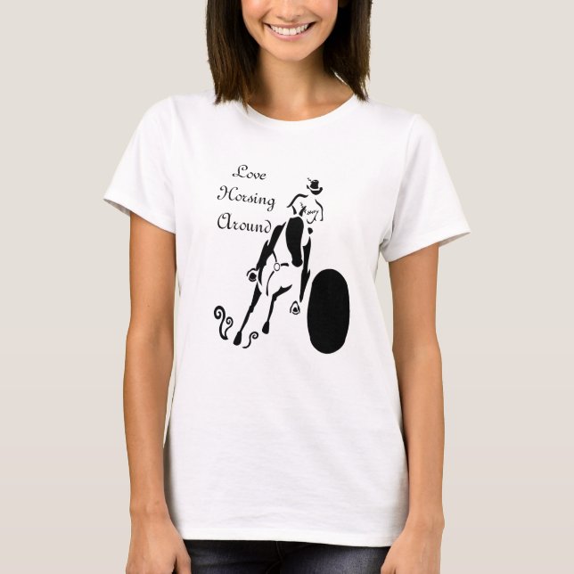 Silhouette Cowgirl Barrel Racing T-Shirt (Vorderseite)