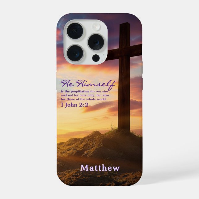 Silhouette Cross Scripture Verse Personalized iPhone Hülle (Rückseite)