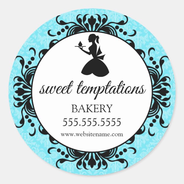 Silhouette Cupcake Lady Bäckerei Verpackung Runder Aufkleber (Vorderseite)