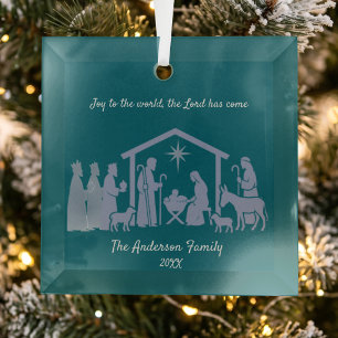 Silhouette Custom Geburtsszene Ornament Aus Glas