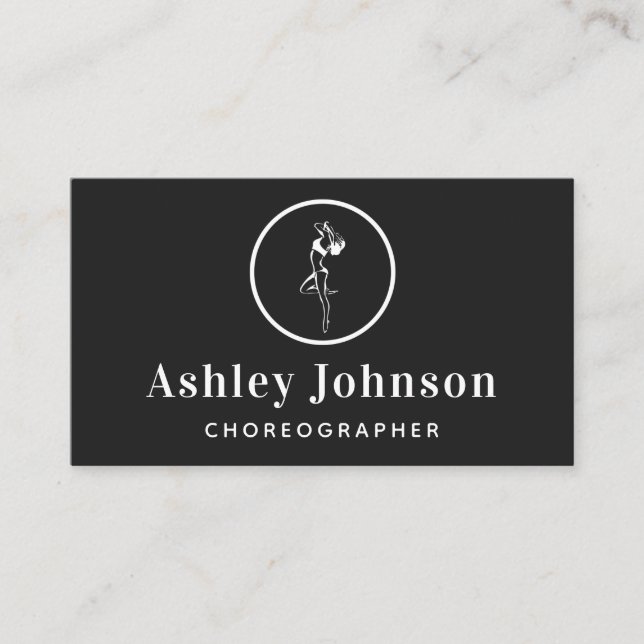 Silhouette Dancer Female Elegante Choreograf Visitenkarte (Vorderseite)