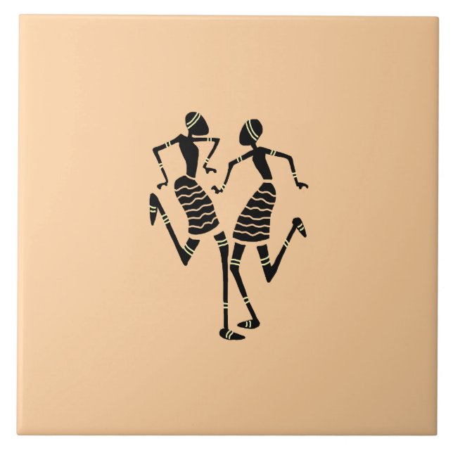 Silhouette Dancers African Art Fliese (Vorderseite)