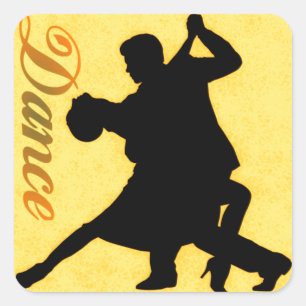 Silhouette Dancing Couple Quadratischer Aufkleber