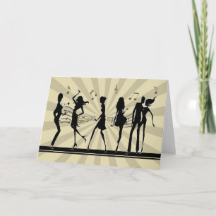 Silhouette Dancing Dancing Birthday Card Karte