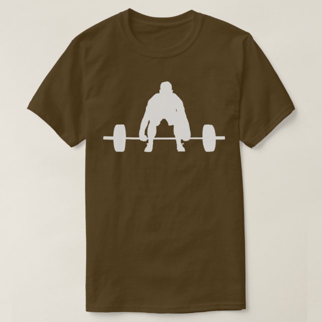 Silhouette Deadhefting Deadlifter Gym Fitness Weiß T-Shirt (Design vorne)