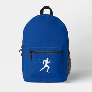 Silhouette Deep Blue Running Runners Bedruckter Rucksack