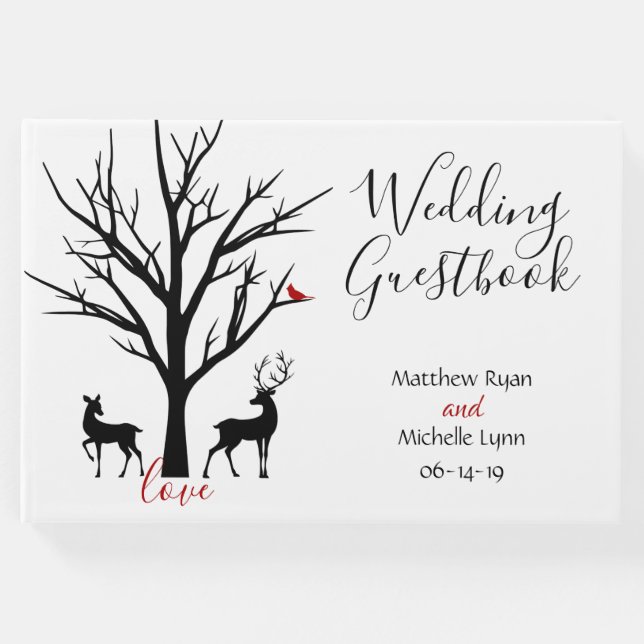 Silhouette Deer Couple Winter Liebe Hochzeit Gästebuch (Vorderseite)