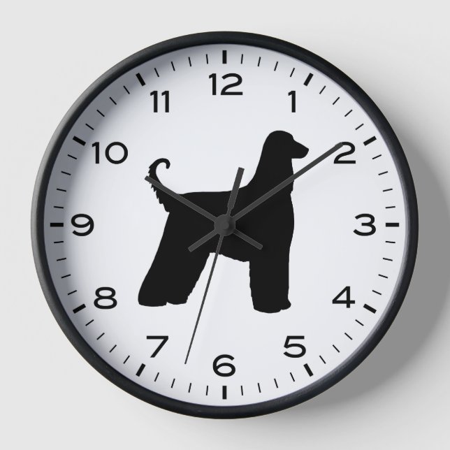 Silhouette der afghanischen Hunde Uhr (Vorderseite)