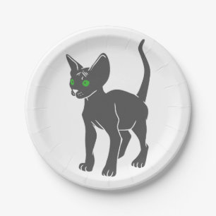 Silhouette der ägyptischen Katze - Rückenfarbe Pappteller