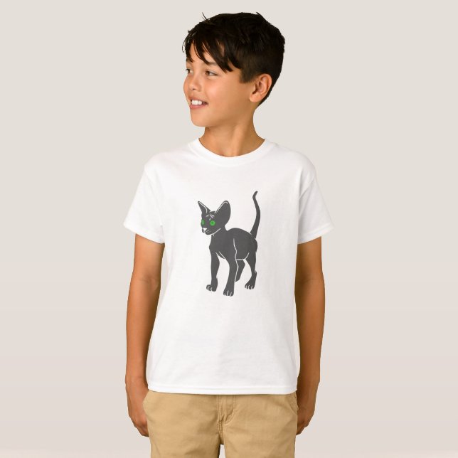 Silhouette der ägyptischen Katze - Rückenfarbe T-Shirt (Vorne ganz)