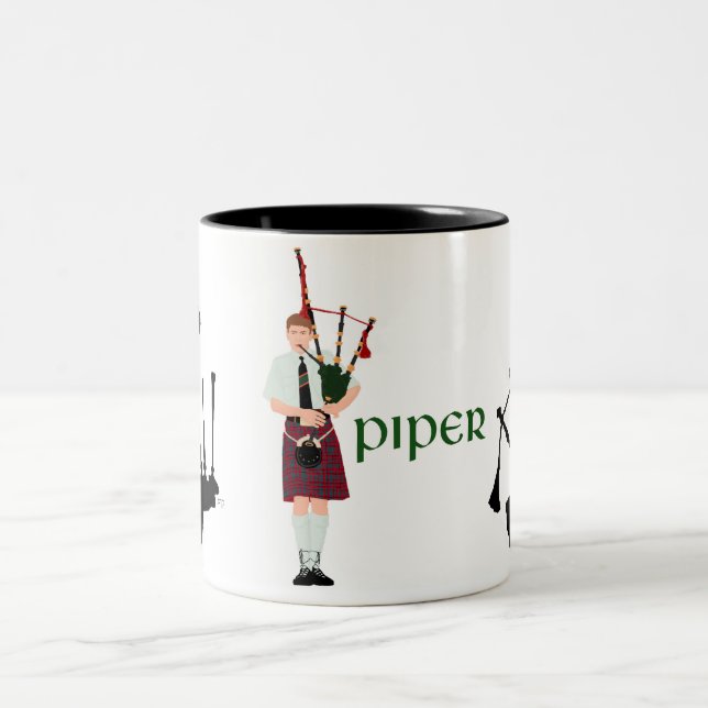 Silhouette der Bagpipe Zweifarbige Tasse (Mittel)