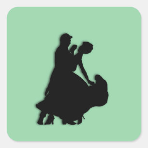Silhouette der Ballroom Dancers Quadratischer Aufkleber