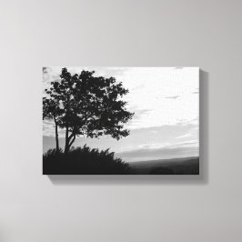 Silhouette der Bäume in Schwarz und Weiß Leinwanddruck