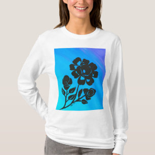 Silhouette der blauen Rose Shirt