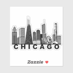 Silhouette der Chicago-Skyline Aufkleber