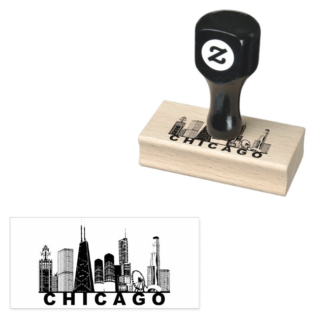 Silhouette der Chicago-Skyline  Gummistempel (Stempel)