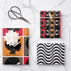 Silhouette der Frau Personalisiert Geschenkpapier Set