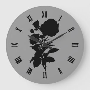 Silhouette der gotischen Rose Große Wanduhr