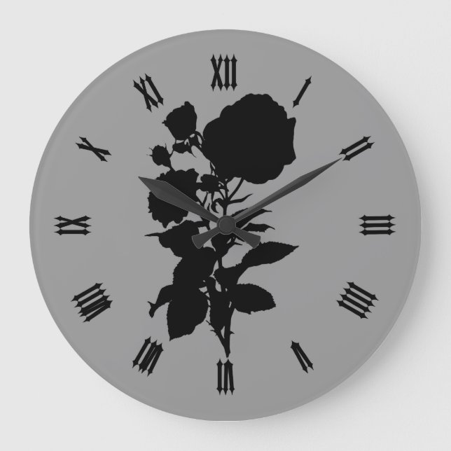 Silhouette der gotischen Rose Große Wanduhr (Vorderseite)