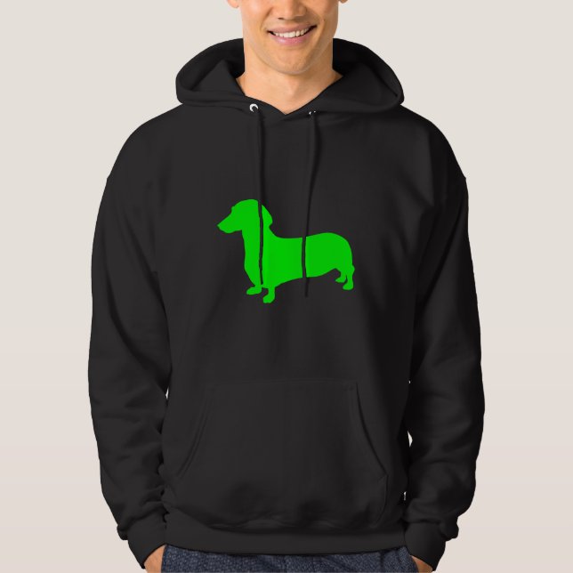 Silhouette der grünen Dackel Hoodie (Vorderseite)