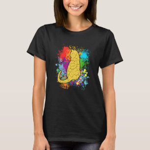 Silhouette der Katze auf farbigen Farbpunkten für T-Shirt