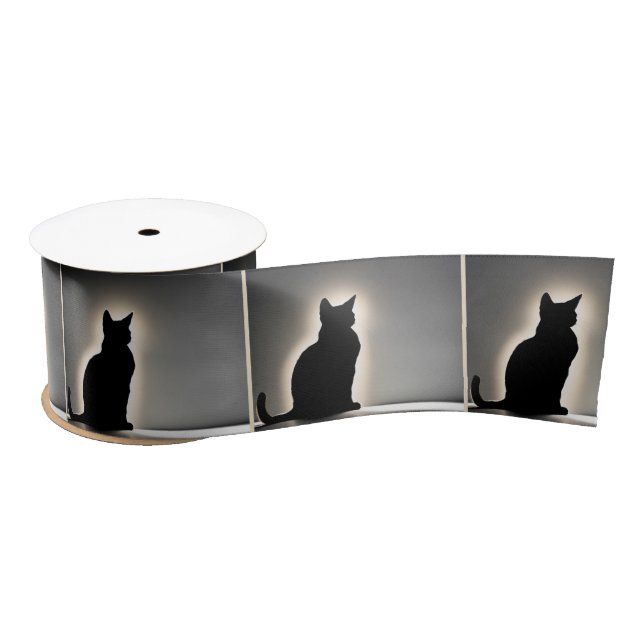 Silhouette der Katze mit Glanz Satinband (Spule)