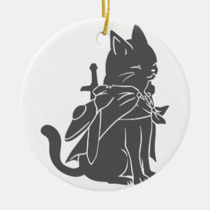 Silhouette der Kriegerkatze - Wählen Sie die Hint Keramik Ornament