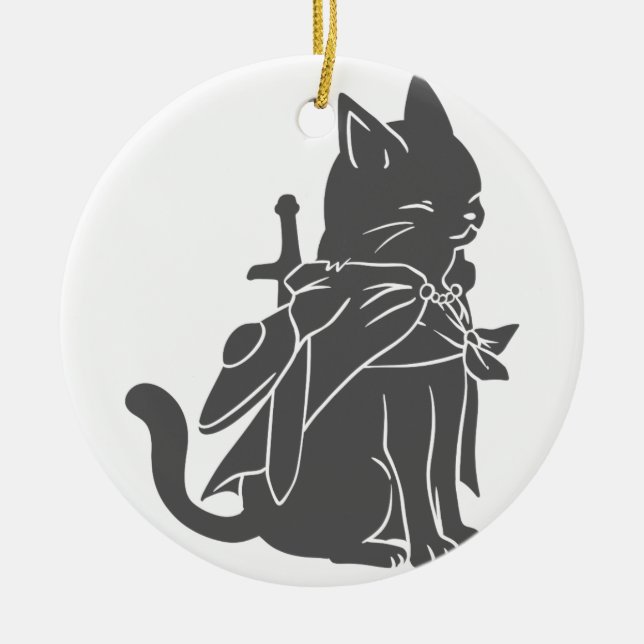 Silhouette der Kriegerkatze - Wählen Sie die Hinte Keramik Ornament (Vorne)