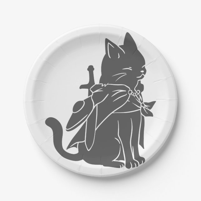 Silhouette der Kriegerkatze - Wählen Sie die Hinte Pappteller (Vorderseite)