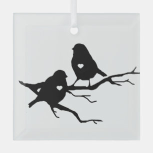 Silhouette der niedlichen Kleinen Vogelbäume Ornament Aus Glas