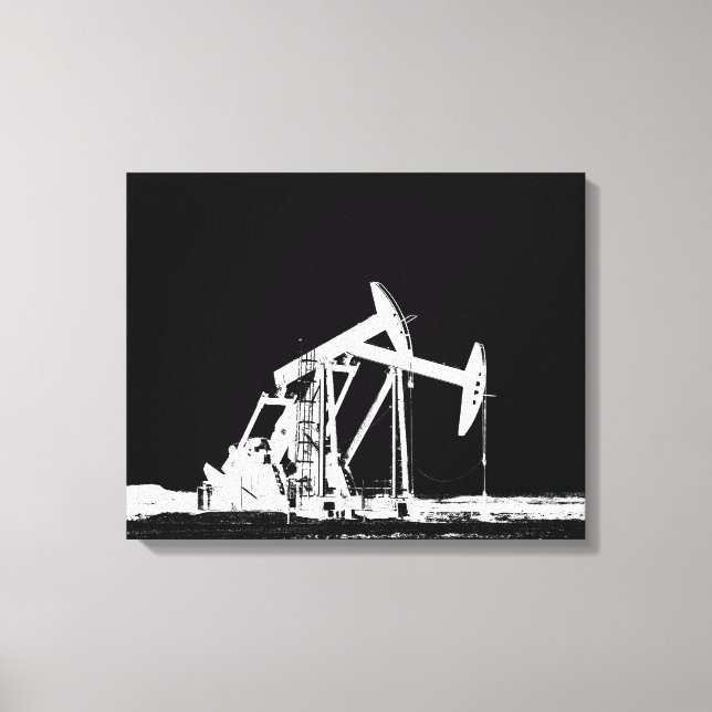 Silhouette der Ölförderanlage Leinwanddruck (Vorderseite)